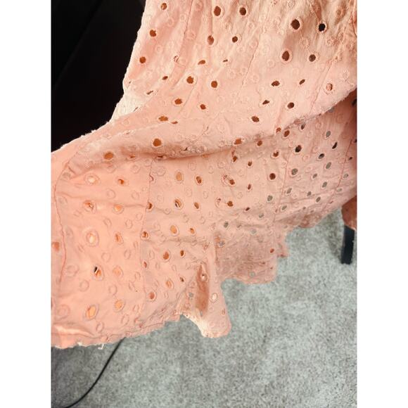 ASOS eyelet dust pink ruffle bottom dress size 10 - Picture 10 of 13
